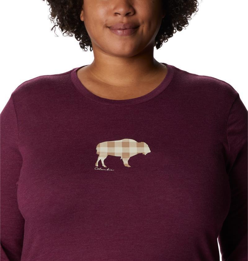 Hidden Haven LS Tee, Extended - Womens - marionberry heather / range roam print 1