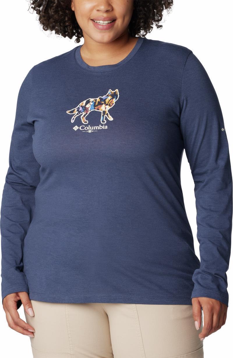 Hidden Haven LS Tee, Extended - Womens - nocturnal / land of beasts wolf 1