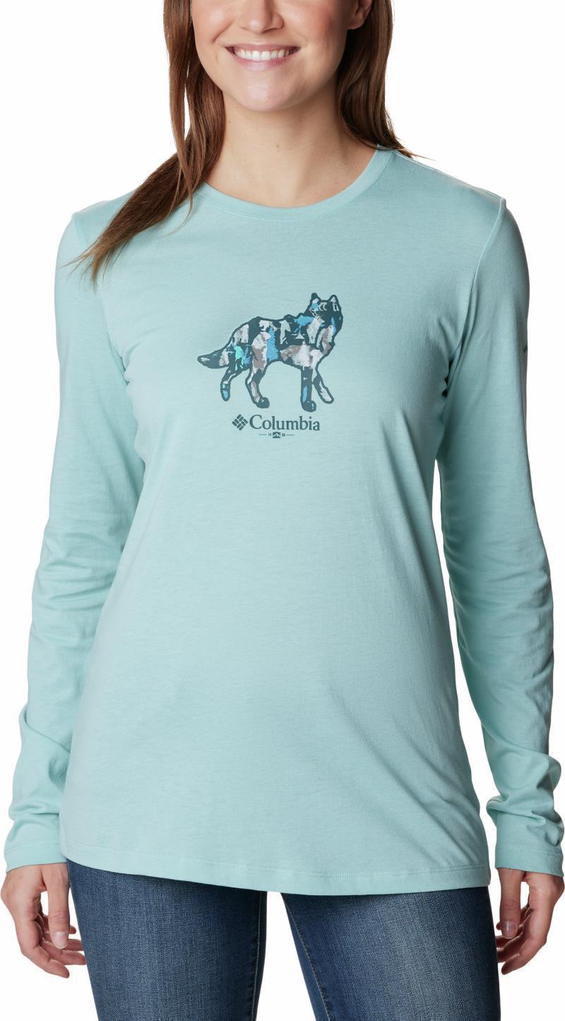 Hidden Haven LS Tee - Womens - Aqua Haze / Land Of Beasts Wolf 1