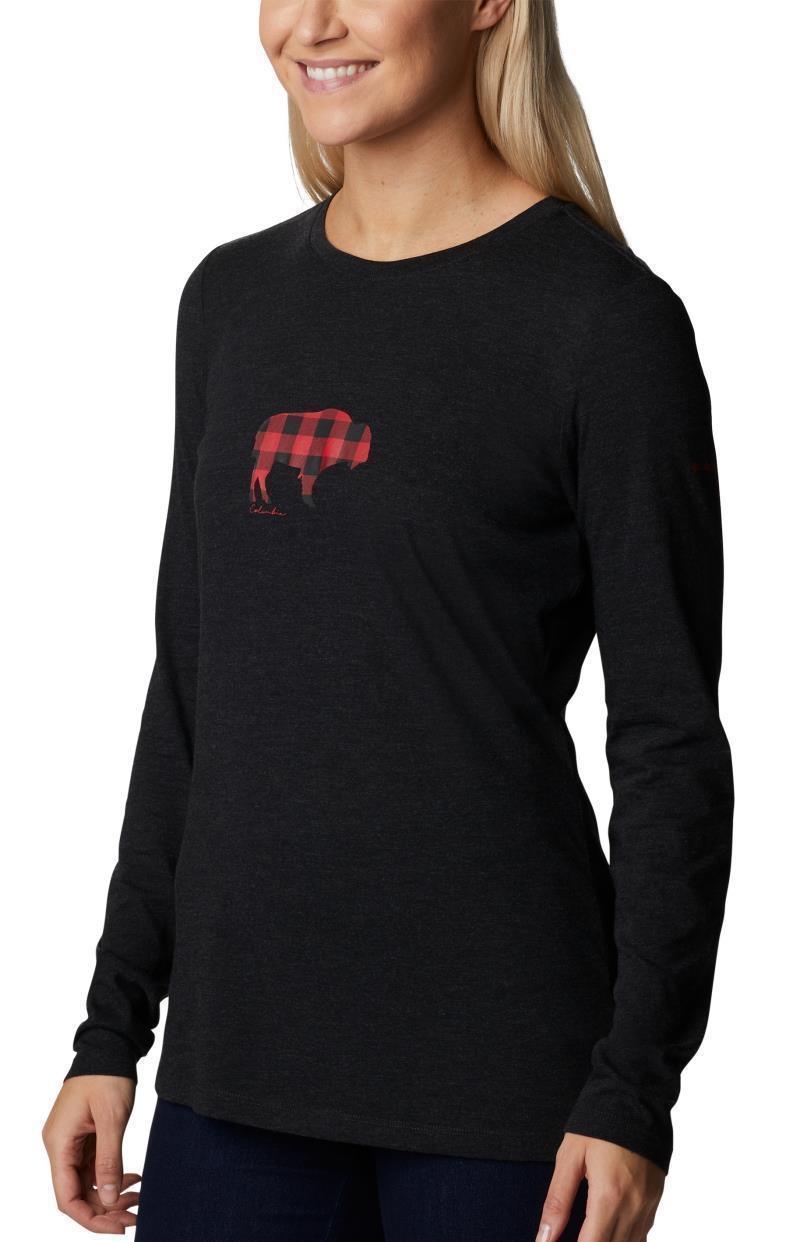 Hidden Haven LS Tee - Womens - Black Heather / Range Roam Print 3