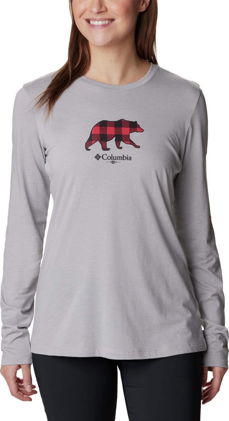 Hidden Haven LS Tee - Womens - Columbia Grey Heather / Bearly Plaid 1