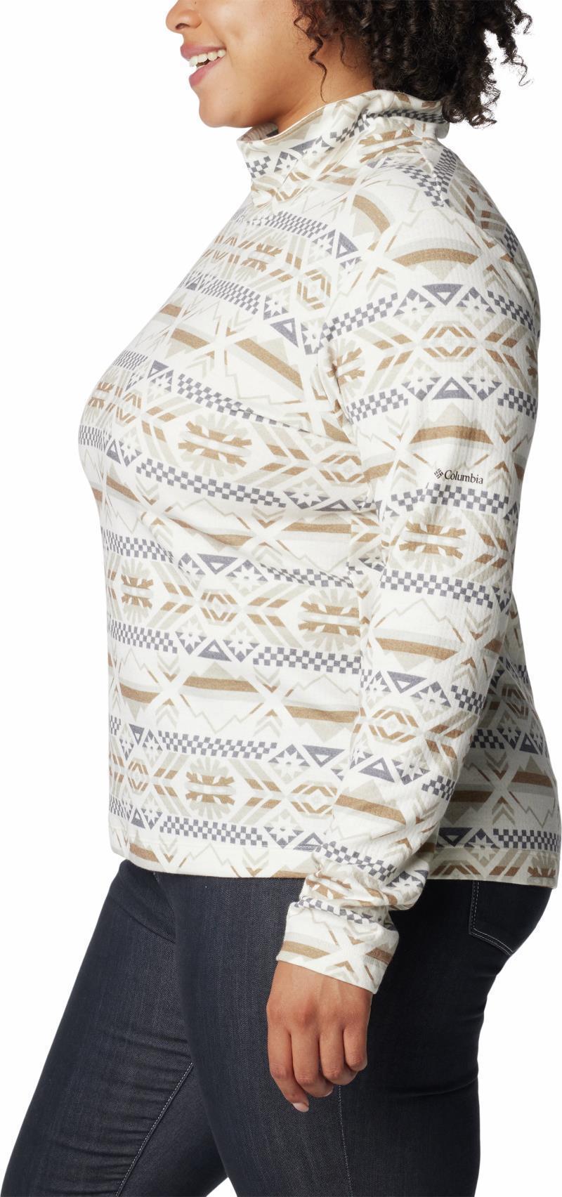 Holly Hideaway Funnel Neck LS - Plus - Womens - Chalk Checkered Peaks 5