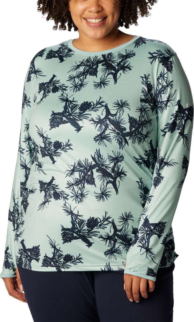 Leslie Falls LS - Plus - Womens - Aqua Haze Pinecones 1