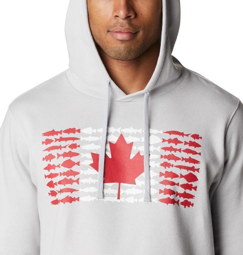 PFG Fish Flag II Hoodie - Tall - Mens - Cool Grey / Bright Red Canada 3