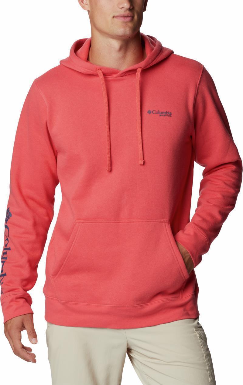 PFG Sleeve II Graphic Hoodie - Mens - Sunset Red / Collegiate Navy Logo 1