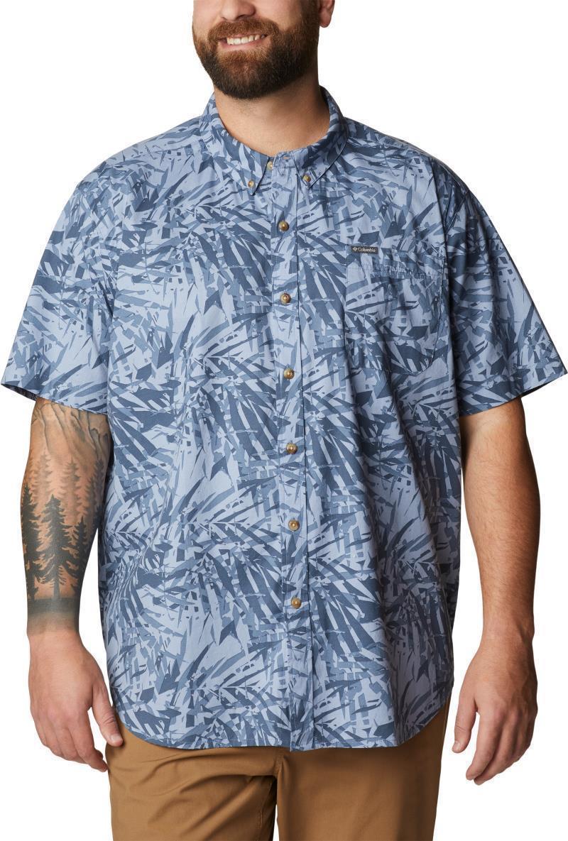 Rapid Rivers Printed SS Shirt - Big - Mens - Bluestone Dye Palms 1