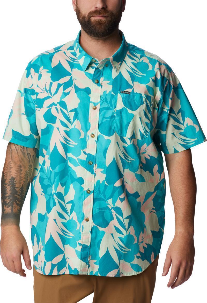 Rapid Rivers Printed SS Shirt - Big - Mens - Bright Aqua Floriated 1