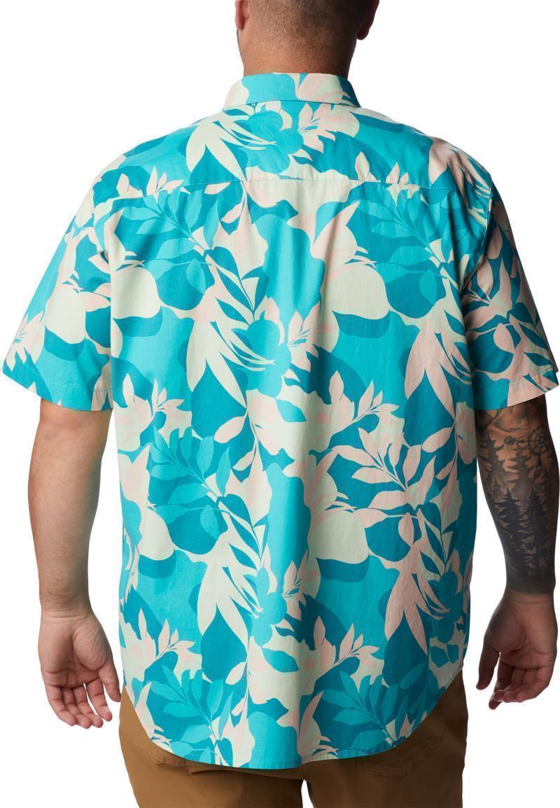 Rapid Rivers Printed SS Shirt - Big - Mens - Bright Aqua Floriated 2