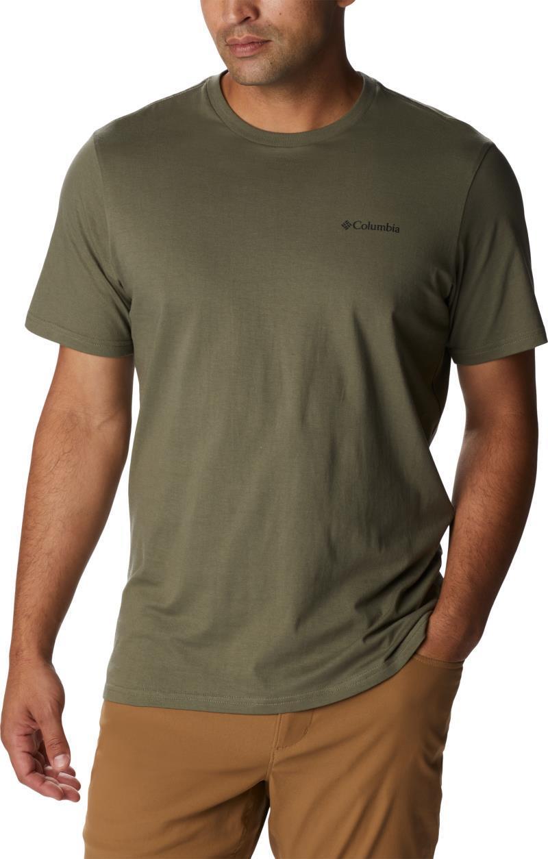Rockaway River Back Graphic SS Tee - Tall - Mens - Stone Green / Lakeside Badge Graphic 1