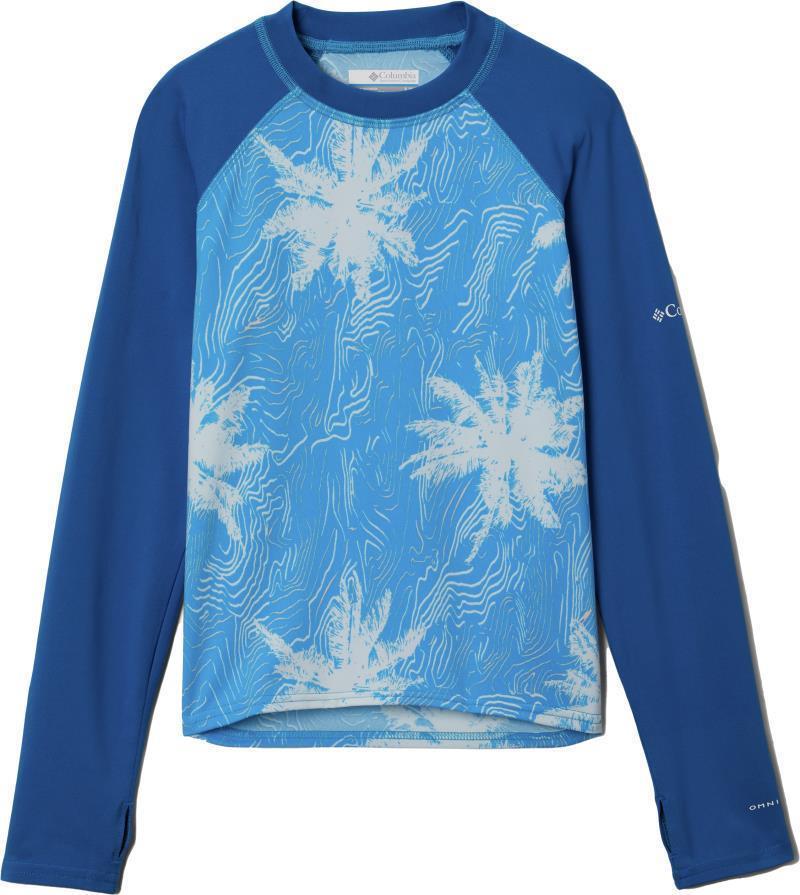 Sandy Shores Printed LS Sunguard - Youth - Compass Blue Topo Palms / Bright Indigo 1