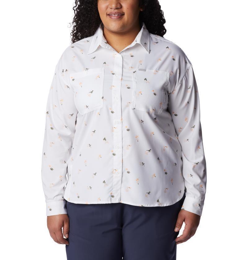 Silver Ridge Utility Patterned LS Shirt - Plus - Womens - White / Baja Blitz 1