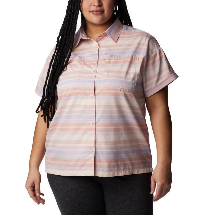 Silver Ridge Utility SS Shirt - Plus - Womens - Peach / Painted Hills Stripe 1