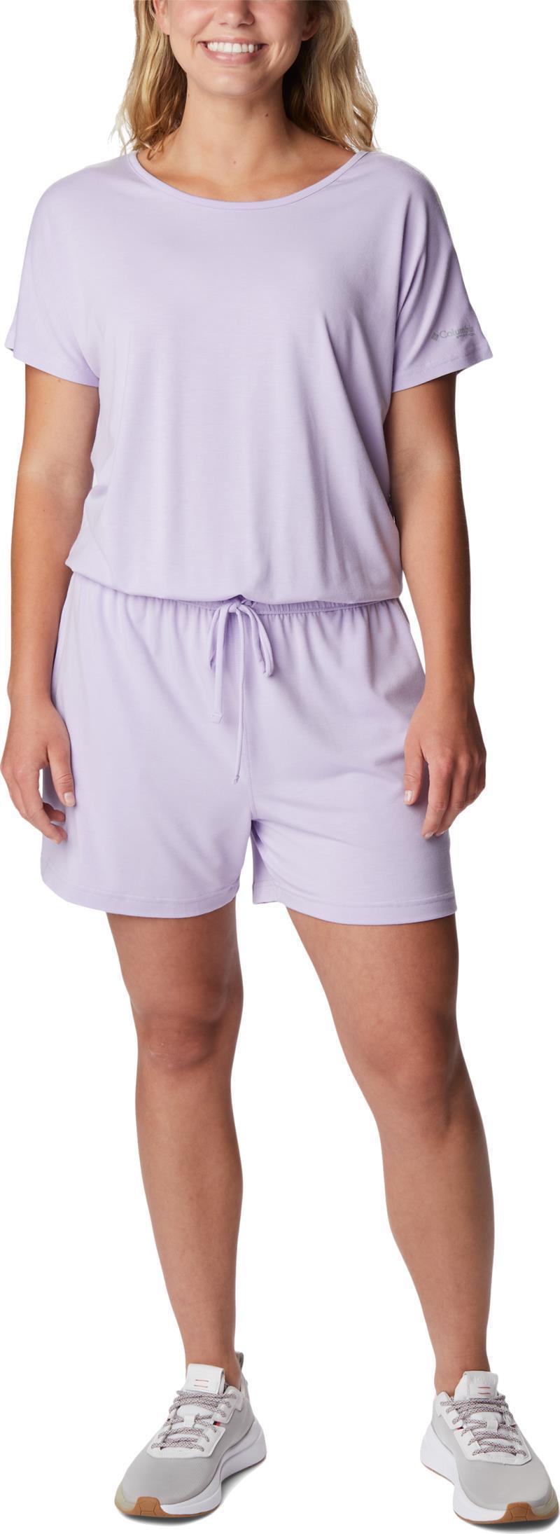 Slack Water Knit Romper, 4" Inseam - Womens - Soft Violet 1