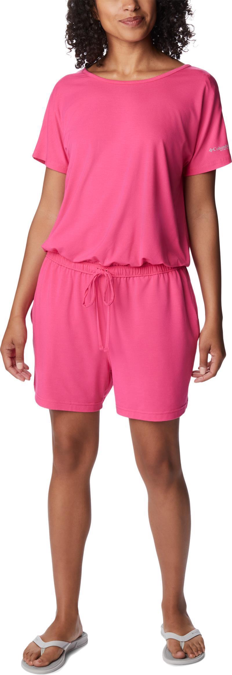Slack Water Knit Romper, 4" Inseam - Womens - Ultra Pink 1
