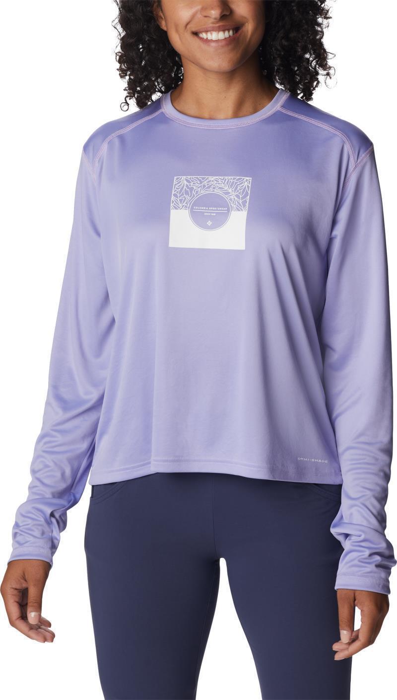 Summerdry Graphic LS Tee - Womens - Frosted Purple / CSC Split Leaves Graphic 1