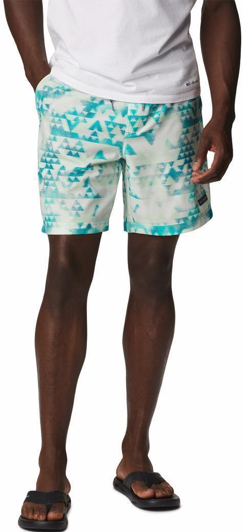 Summertide Stretch Printed Shorts, 6" Inseam - Mens - Bright Aqua Distant Peaks 1