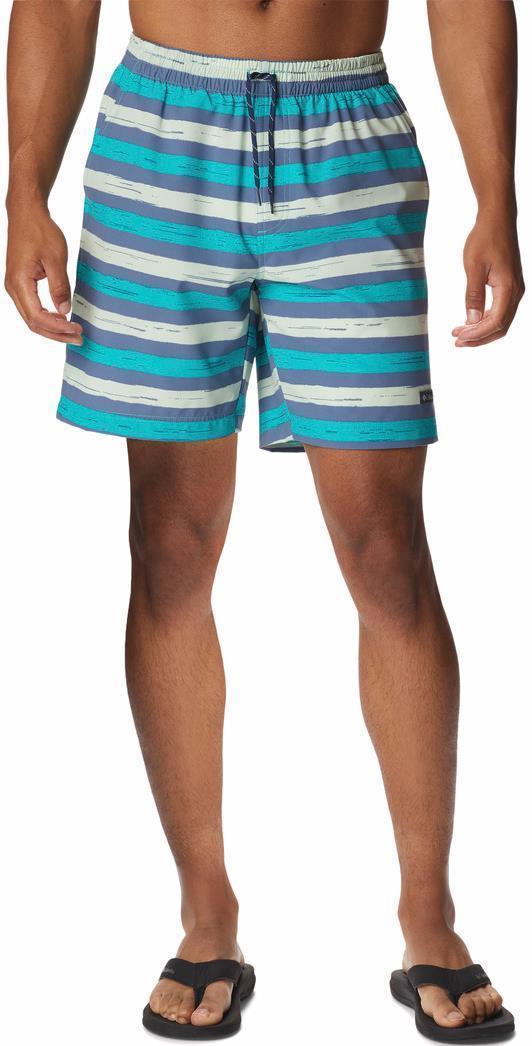 Summertide Stretch Printed Shorts, 6" Inseam - Mens - Bright Aqua Marker Stripe 2
