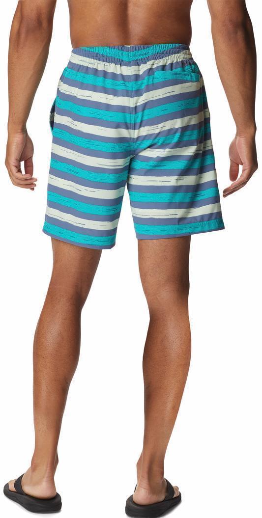 Summertide Stretch Printed Shorts, 6" Inseam - Mens - Bright Aqua Marker Stripe 1