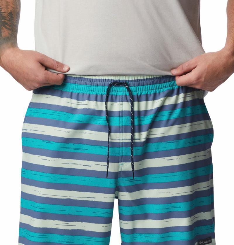 Summertide Stretch Printed Shorts, 8" Inseam - Big - Mens - Bright Aqua Marker Stripe 4