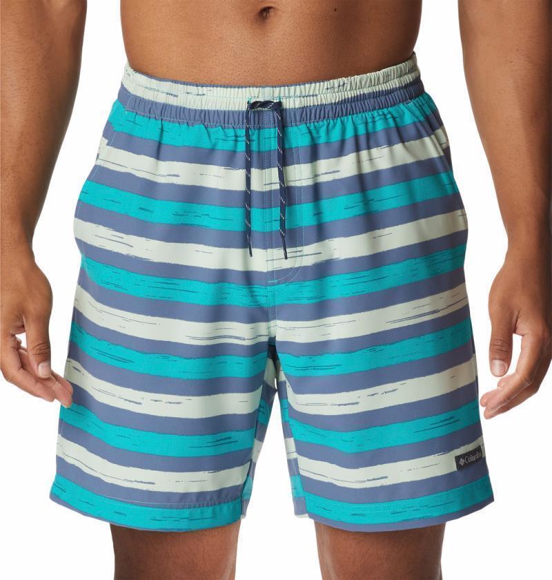 Summertide Stretch Printed Shorts, 8" Inseam - Mens - Bright Aqua Marker Stripe 4