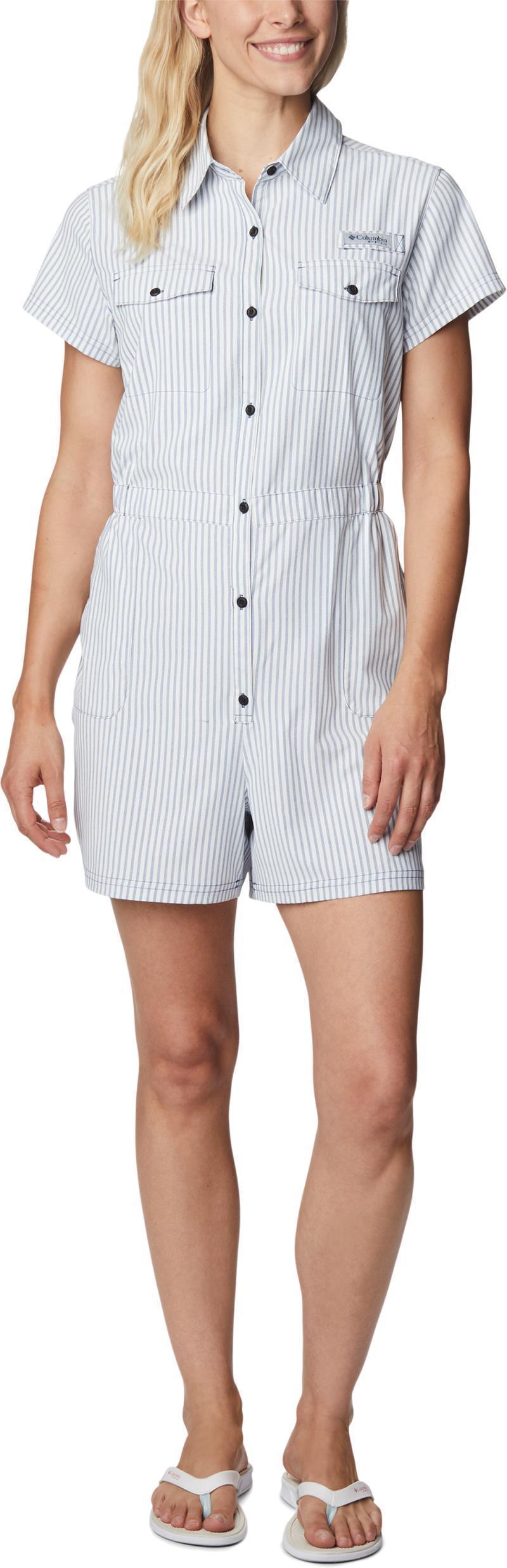 Sun Drifter Woven Romper, Reg - Womens - Carbon 1