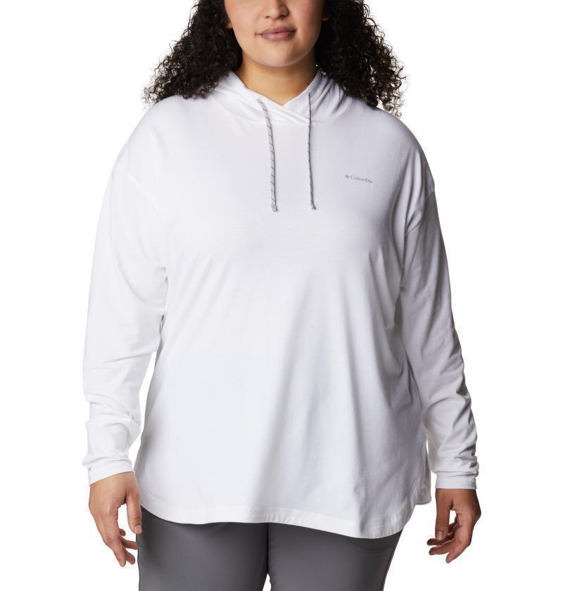 Sun Trek Hooded Pullover - Plus - Womens - White 1