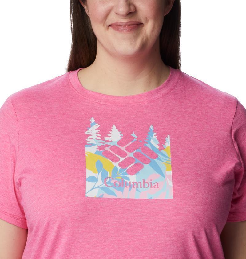 Sun Trek SS Graphic Tee - Plus - Womens - Wild Geranium Heather / Arboreal Swirl GRX 3