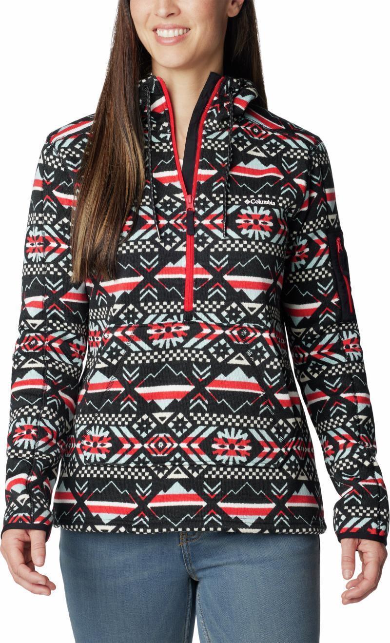 Sweater Weather Hooded Pullover - Womens - red lily checkered peaks 1