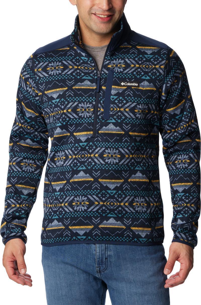 Sweater Weather II Printed Half Zip - Mens - Collegiate Navy Checkered Peaks Print 1