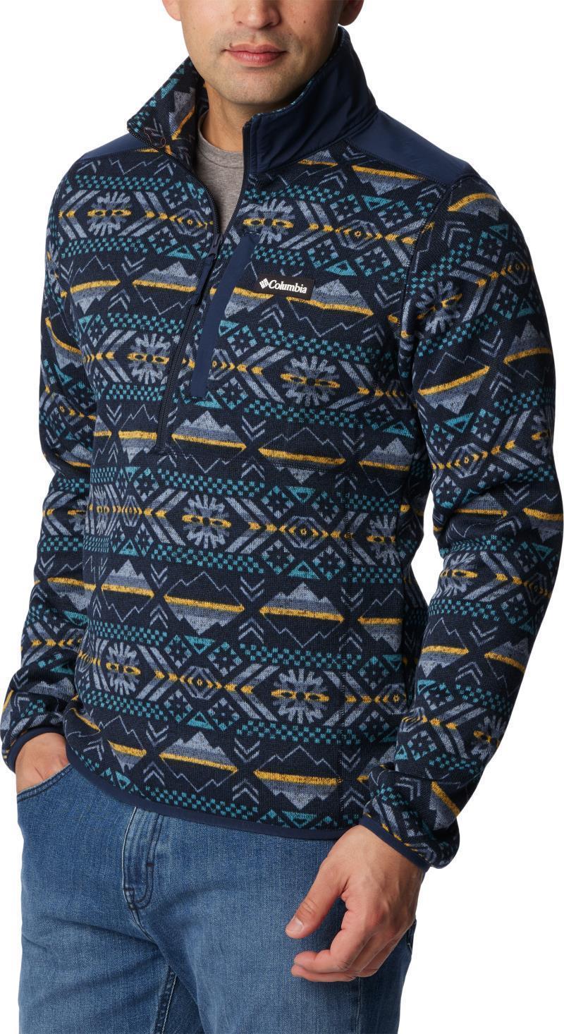 Sweater Weather II Printed Half Zip - Mens - Collegiate Navy Checkered Peaks Print 3