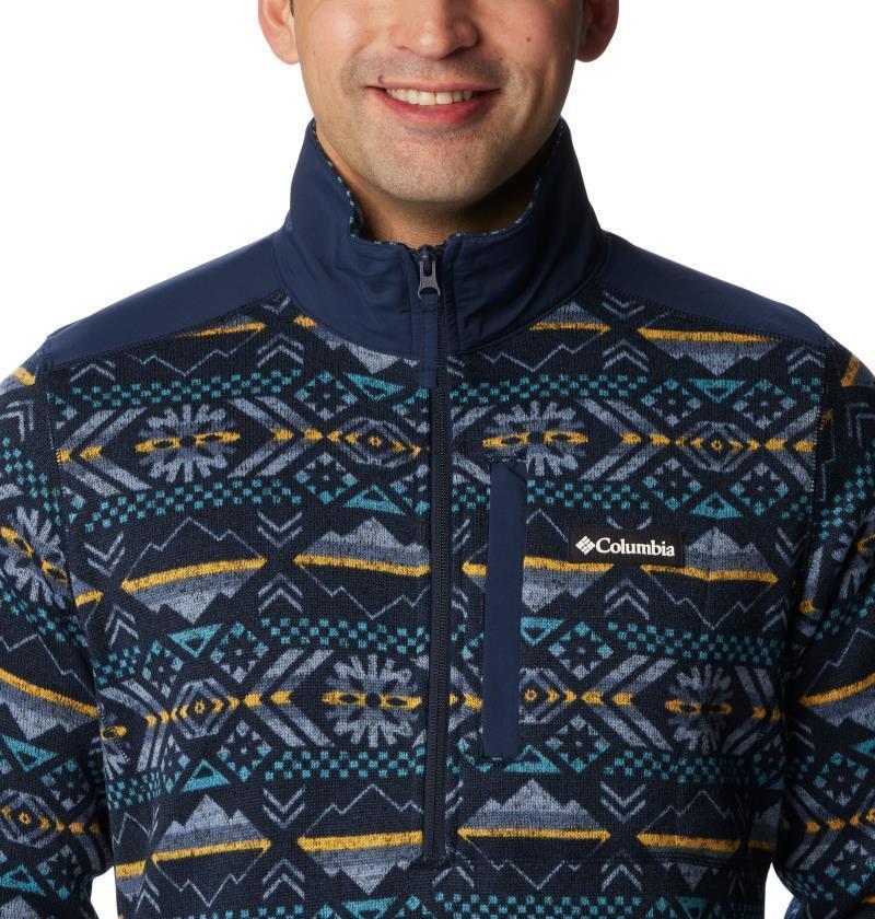 Sweater Weather II Printed Half Zip - Mens - Collegiate Navy Checkered Peaks Print 5