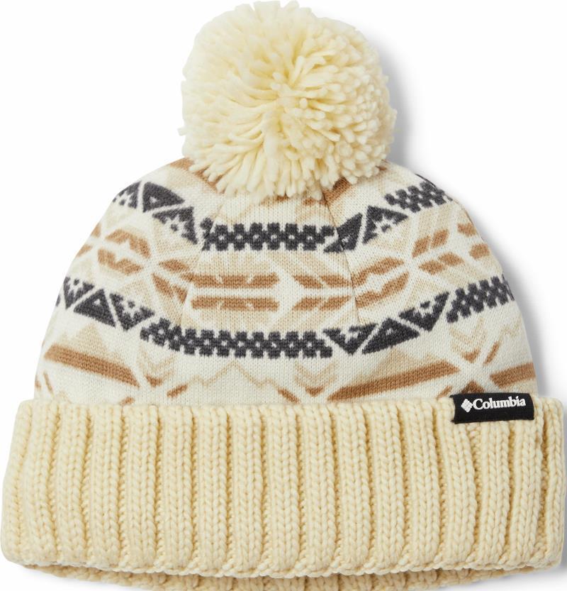Sweater Weather Pom Beanie - Chalk Checkered Peaks 1