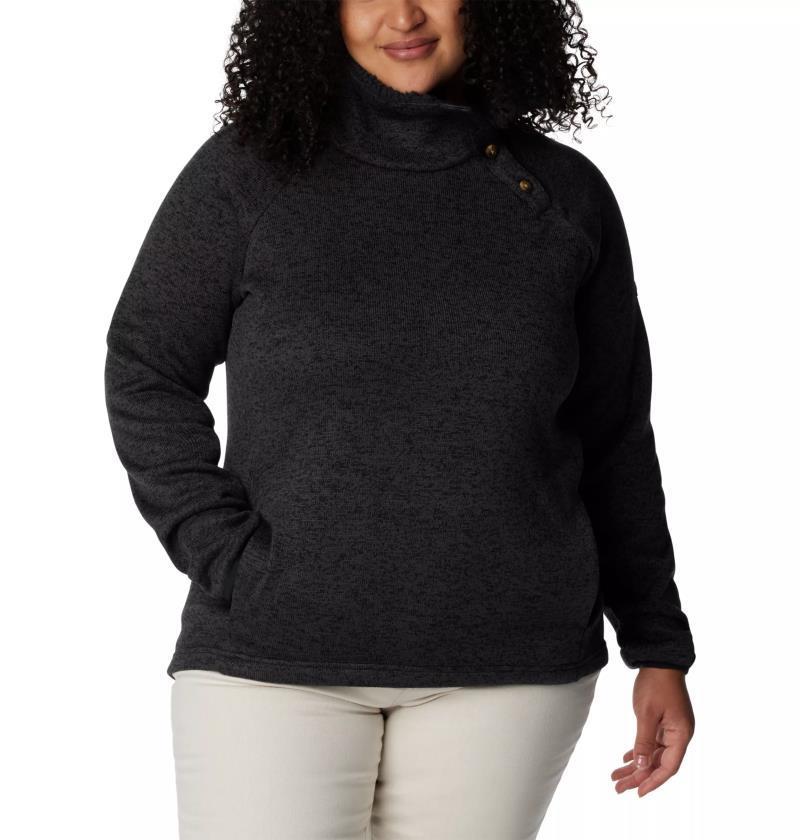 Sweater Weather Sherpa Hybrid Pullover - Plus - Womens - Black Heather 1