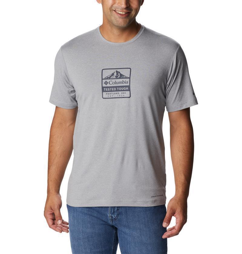 Tech Trail Front Graphic SS Tee - Mens - Cool Grey Heather / Tested Tough PDX Graphic 1
