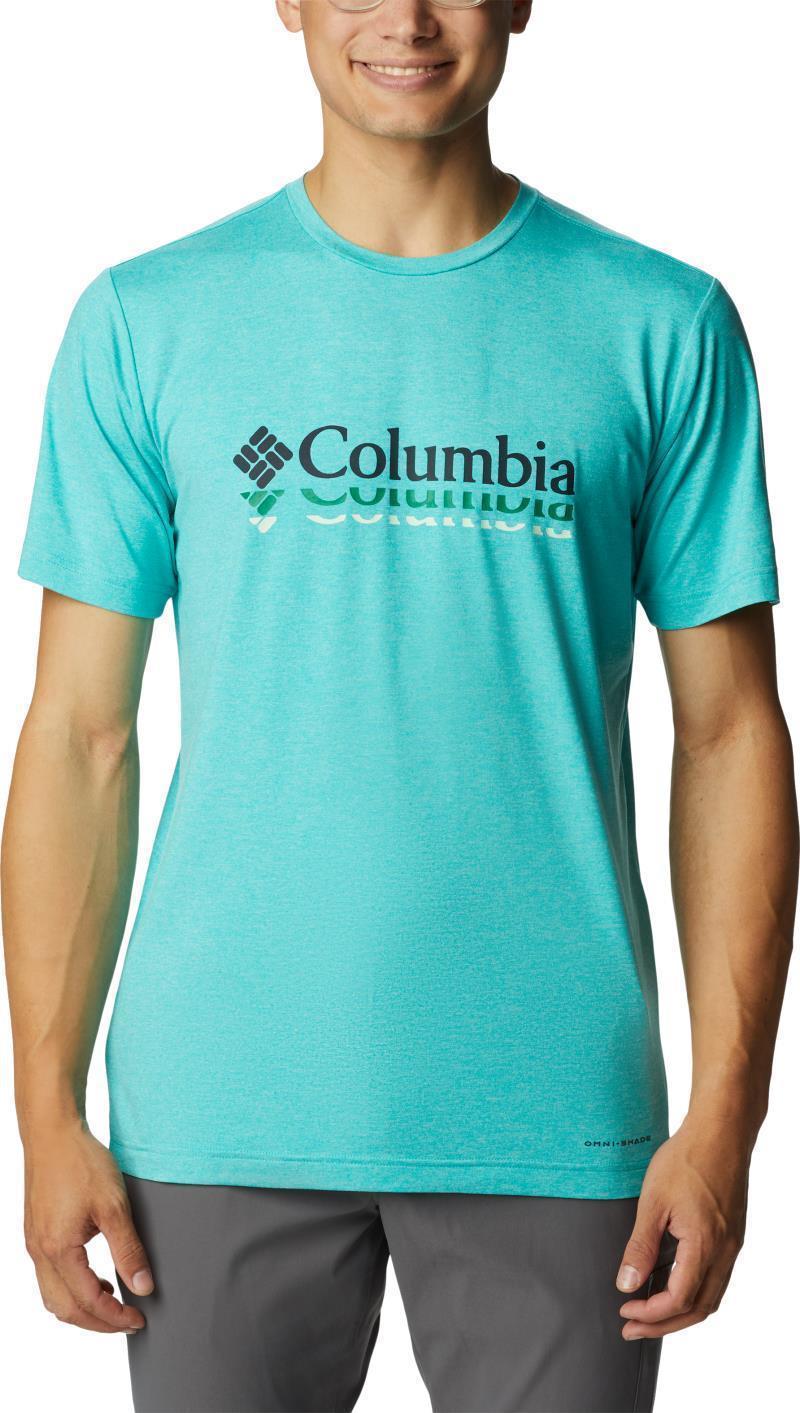 Tech Trail Front Graphic SS Tee - Tall - Mens - Bright Aqua Heather / Ripples Graphic 1