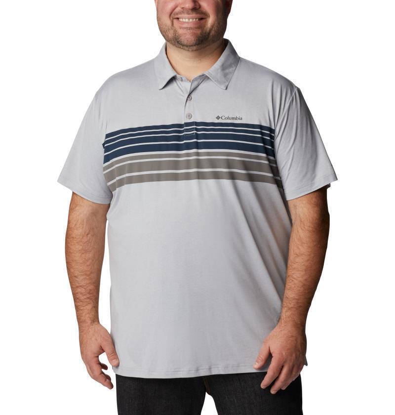 Tech Trail Novelty Polo - Big - Mens - Columbia Grey Heather Stripe 1