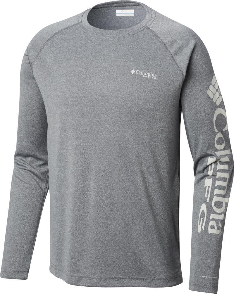 Terminal Tackle Heather LS Shirt - Mens - Charcoal Heather / Cool Grey Logo 1