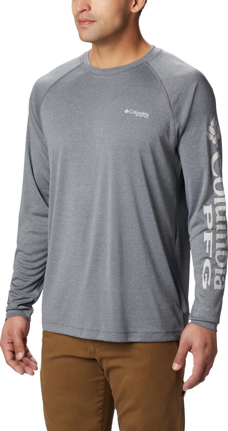 Terminal Tackle Heather LS Shirt - Mens - Charcoal Heather / Cool Grey Logo 2
