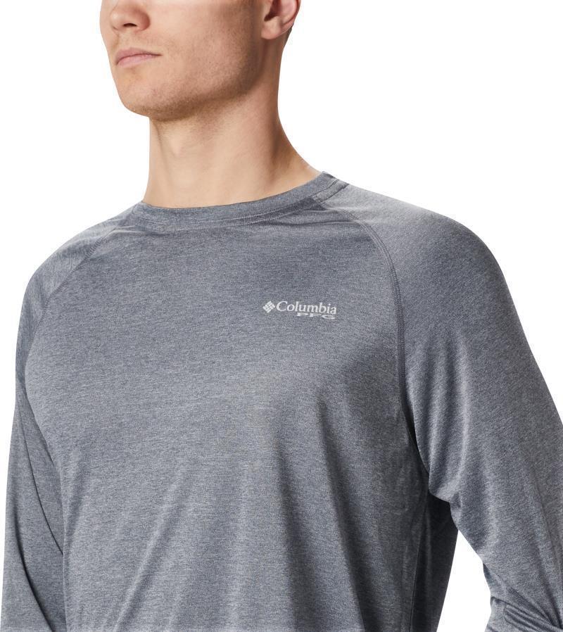 Terminal Tackle Heather LS Shirt - Mens - Charcoal Heather / Cool Grey Logo 4