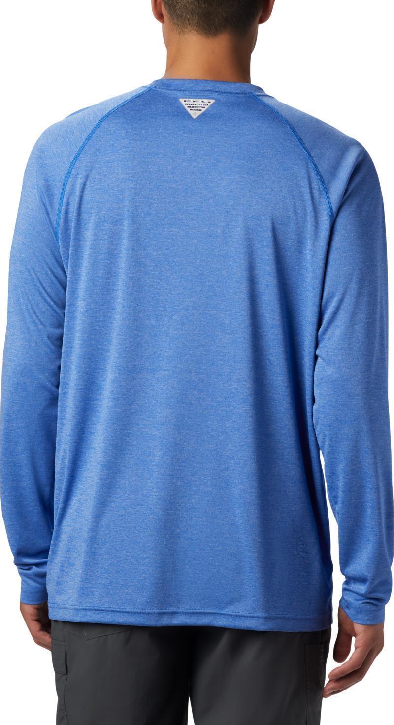 Terminal Tackle Heather LS Shirt - Mens - Vivid Blue Heather / Bright Nectar Logo 2