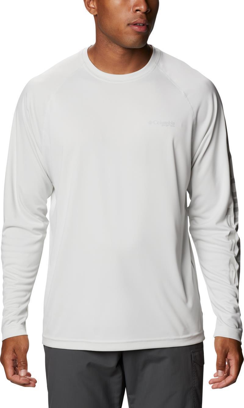 Terminal Tackle Heather LS Shirt - Mens - White Heather / Cool Grey Logo 1