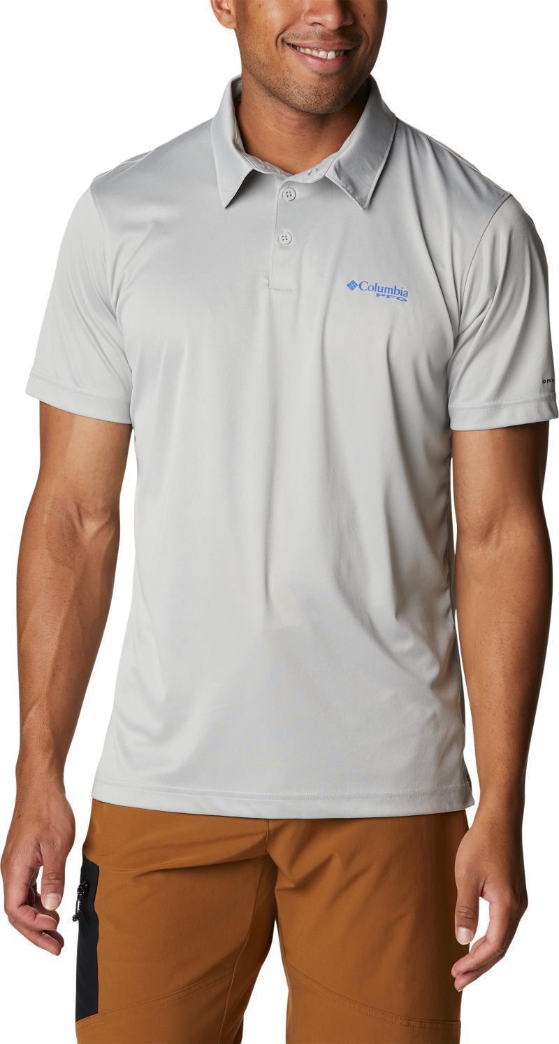 Terminal Tackle Heather Polo - Mens - Cool Grey Heather / Vivid Blue Logo 1
