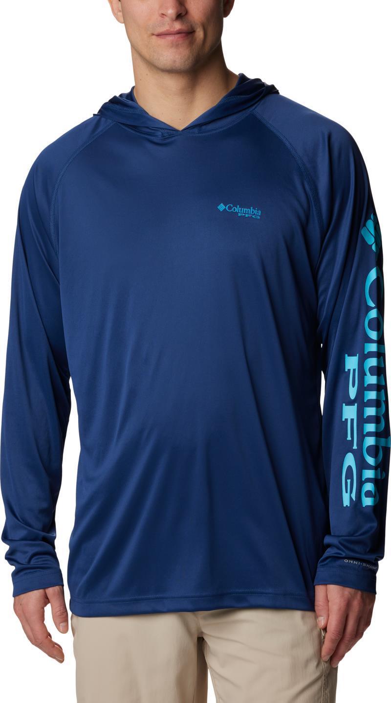 Terminal Tackle Hoodie - Tall - Mens - Carbon / Opal Blue Logo 1
