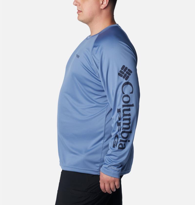Terminal Tackle LS Shirt, Extended - Mens - Bluestone / Collegiate Navy Logo 3