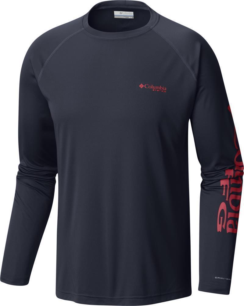 Terminal Tackle LS Shirt, Extended - Mens - Collegiate Navy / Sunset Red Logo 1