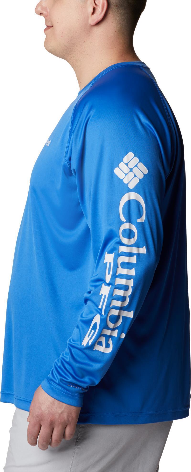 Terminal Tackle LS Shirt, Extended - Mens - Vivid Blue / Cool Grey Logo 2