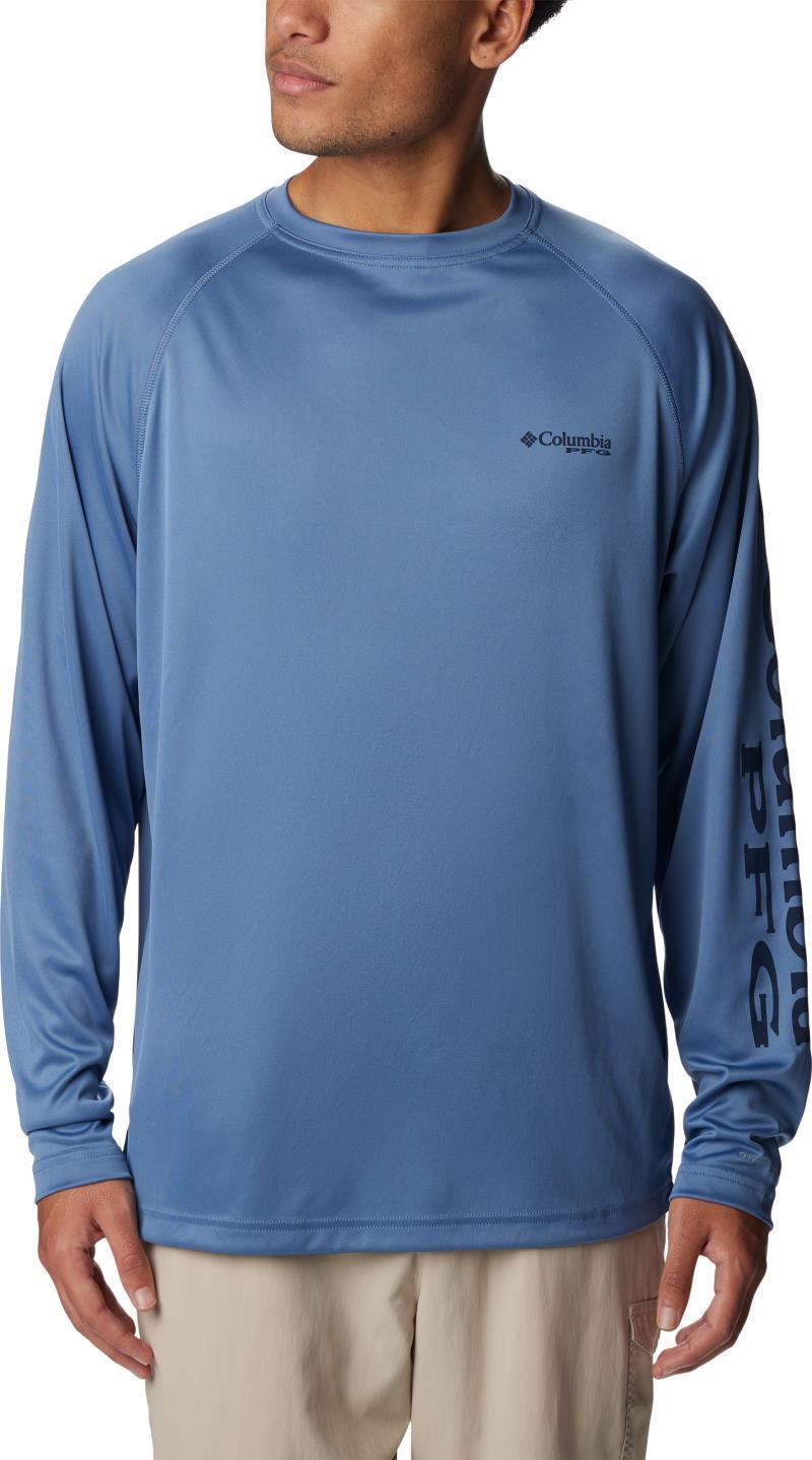 Terminal Tackle LS Shirt, Tall - Mens - Bluestone / Collegiate Navy Logo 1