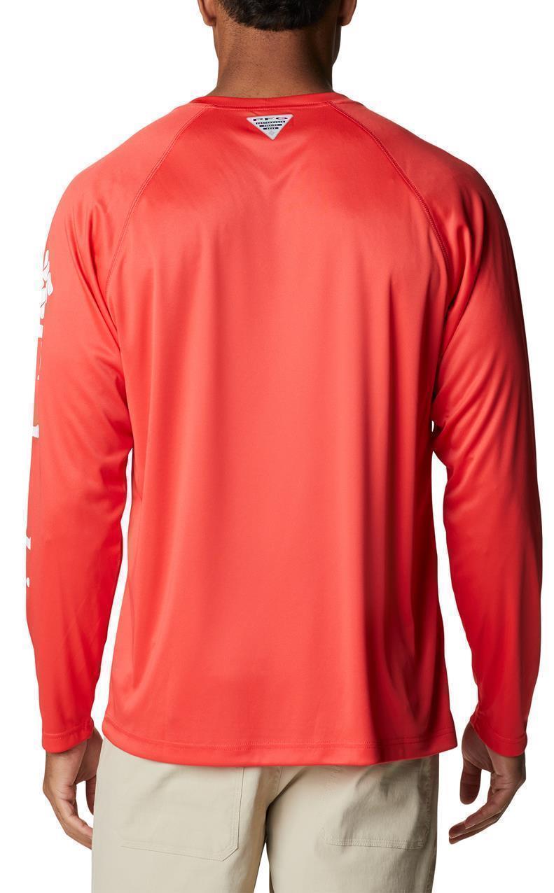 Terminal Tackle LS Shirt, Tall - Mens - Red Hibiscus / White Logo 2