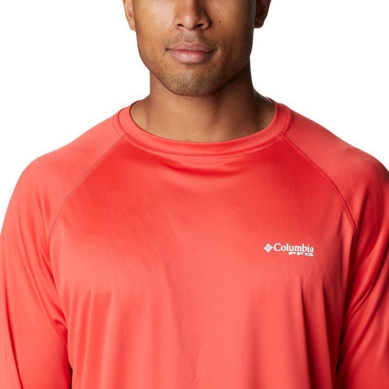 Terminal Tackle LS Shirt, Tall - Mens - Red Hibiscus / White Logo 4