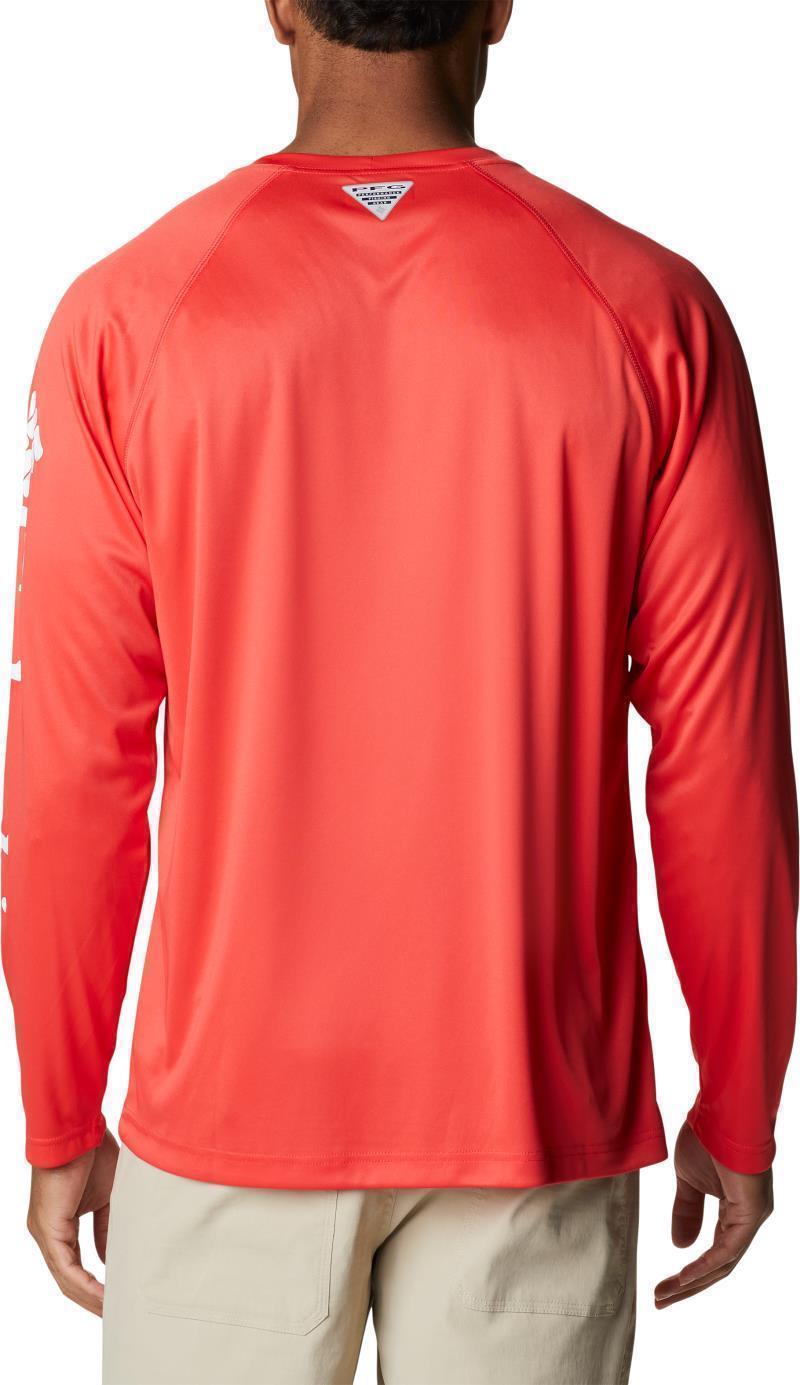 Terminal Tackle LS Shirt - Mens - Red Hibiscus / White Logo 2